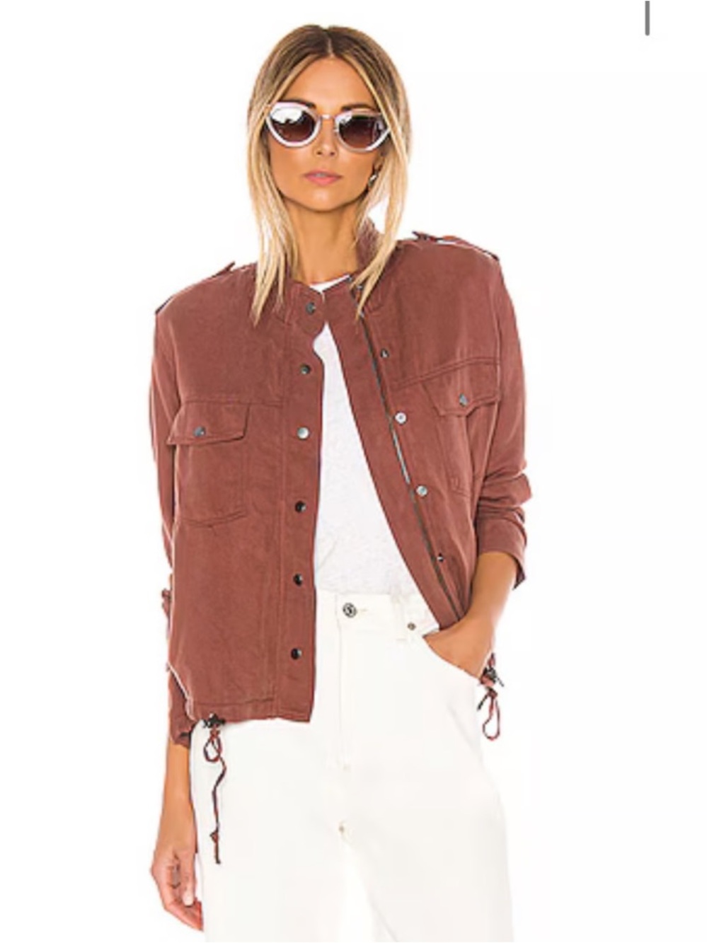 Rails Collins Utility Moto Linen Blend Jacket Burgundy